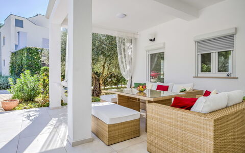 Umag Zambratija 425: Plant, Window, Shade, Wood, Interior Design, Living Room, Rectangle, Houseplant, Flooring, Floor