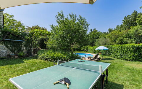Village Family House Ranka: Furniture, Table, Racquet Sport, Leisure, Chair, Outdoor Furniture, Shade, Lawn, Outdoor Table