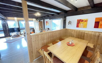 Siegsdorf 100: Table, Property, Furniture, Chair, Wood, Interior Design, Flooring, Floor, Wood Stain, Hardwood