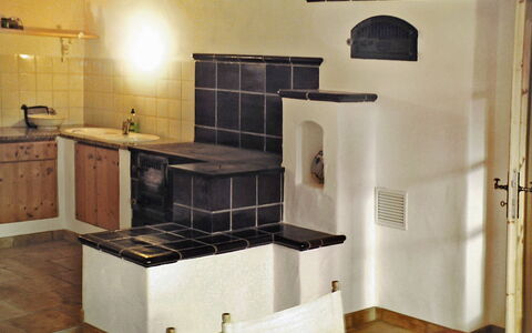 Waldhaus: Room, Kitchen Stove, Property, Furniture, Countertop, Masonry Oven, Floor, Interior Design, Hearth, Kitchen