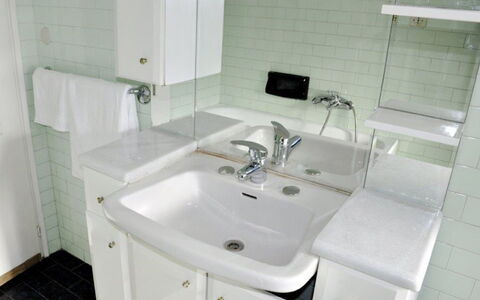 Alleghe 100: Bathroom, Sink, Property, Bathroom Sink, Tap, Room, Plumbing Fixture, Tile, Toilet, Bathroom Accessory