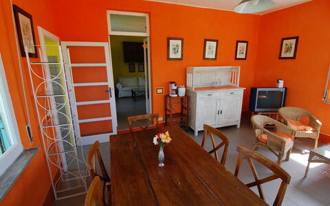 Busani: Room, Property, Building, Furniture, Orange, Dining Room, Hardwood, Interior Design, Wood Flooring, Floor