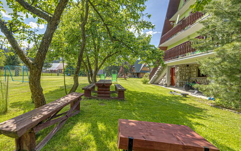 Bukowina-Czarna Gora 100: Plant, Building, Outdoor Bench, Furniture, Tree, Sky, Shade, Botany, Outdoor Furniture, Vegetation