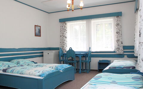 Karlovka: Bedroom, Bed, Room, Furniture, Bed Sheet, Property, Blue, Turquoise, Bed Frame, Interior Design