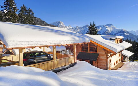 Khamariah: Snow, Winter, Property, Sky, Home, Mountain, House, Tree, Log Cabin, Real Estate