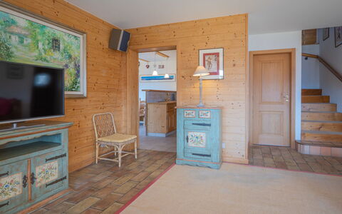 Six des Armailles: Furniture, Azure, Wood, Television, Interior Design, Flooring, Floor, Living Room, Door, Picture Frame