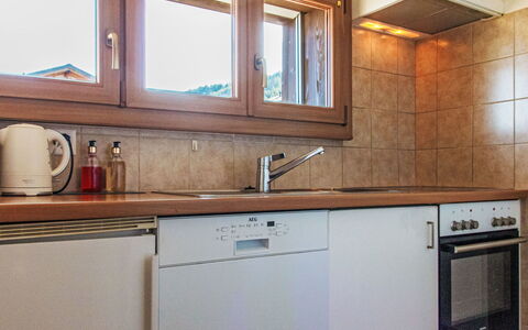 Nendaz 830: Cabinetry, Countertop, Kitchen Sink, Tap, Building, Sink, Window, Plumbing Fixture, Wood, Kitchen