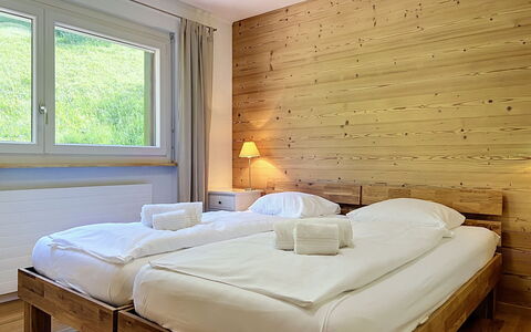 Nendaz 150: Bed, Interior Design, Bedroom, Furniture, Wood, Ceiling, Flooring, Bed Sheet, Bedding, Floor
