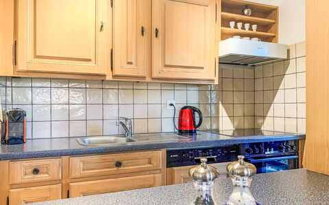 Nendaz 150: Cabinetry, Countertop, Property, Kitchen Sink, Blue, Kitchen, Sink, Tap, Wood, Interior Design