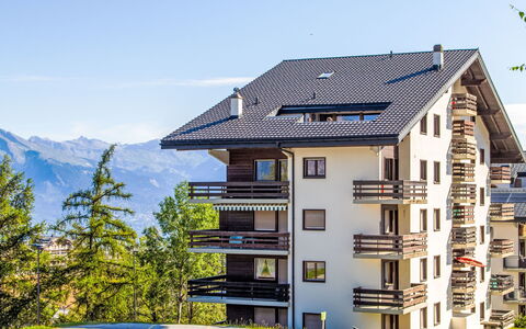 Nendaz 160: Sky, Building, Window, House, Plant, Wood, Slope, Mountain, Tree, Residential Area