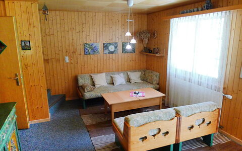 Allegra: Room, Furniture, Property, House, Building, Bed, Interior Design, Floor, Table, Log Cabin