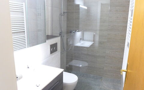Crans-Montana 155: Bathroom, Property, Room, Tile, Floor, Architecture, Interior Design, Plumbing Fixture, House, Building