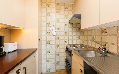 Crans-Montana 353: Property, Room, Yellow, Interior Design, Kitchen, Real Estate, Furniture, Tile, Building, House
