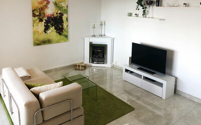 Residenza Monte Bré - Apt.002 Haus1 102.1: Property, Couch, Furniture, Plant, Television, Living Room, Interior Design, Comfort, Architecture, Picture Frame