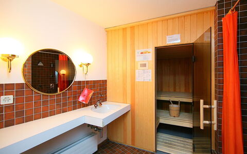 Pontresina 170: Mirror, Wood, Orange, Interior Design, Flooring, Floor, Building, Hall, Plumbing Fixture, Comfort
