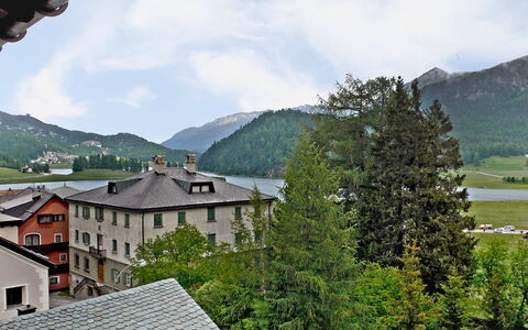 Silvaplana-Surlej 200: Cloud, Sky, Mountain, Building, Nature, Green, Plant, Highland, Window, Vegetation