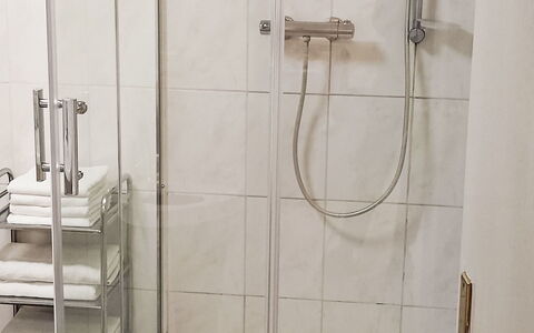 Bless: Plumbing Fixture, Bathroom, Shower Head, Shower, Plumbing, Shower Bar, Interior Design, Flooring, Shower Door, Floor
