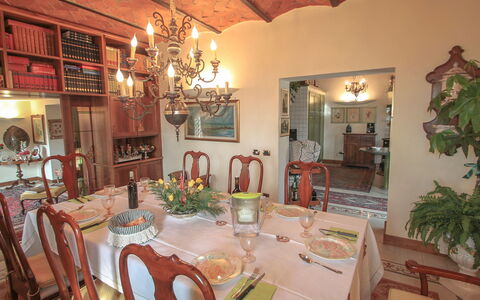 Villa Campo del Mulino: Property, Room, Building, Restaurant, Interior Design, Dining Room, Real Estate, Table, Furniture, House
