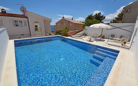 Trogir Okrug Gornji 304: Water, Sky, Property, Swimming Pool, Blue, Azure, Building, Shade, Outdoor Furniture, Composite Material