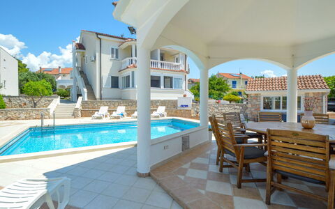 Vodice Tribunj 100: Water, Plant, Sky, Table, Azure, Swimming Pool, Chair, Interior Design, Building, Architecture