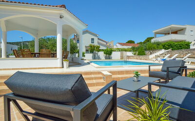 Vodice Tribunj 100: Plant, Sky, Azure, Shade, Outdoor Furniture, Swimming Pool, Building, Urban Design, Leisure, Residential Area