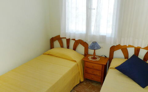 Dénia 475: Bedroom, Room, Bed, Furniture, Property, Bed Frame, Bed Sheet, Yellow, Interior Design, Bedding