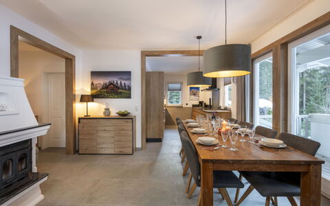 Steindlwald: Furniture, Table, Cabinetry, Countertop, Window, Wood, Chair, Kitchen, Floor, Flooring