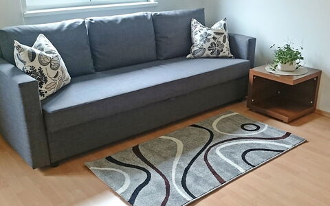 Corinna: Furniture, Couch, Floor, Living Room, Sofa Bed, Brown, Room, Studio Couch, Beige, Flooring
