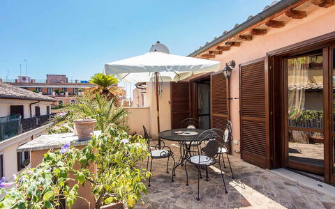 Charming Terrace: Property, Real Estate, Building, House, Home, Patio, Residential Area, Roof, Estate, Facade