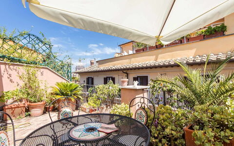 Charming Terrace: Property, Real Estate, Building, House, Residential Area, Home, Backyard, Roof, Vacation, Courtyard