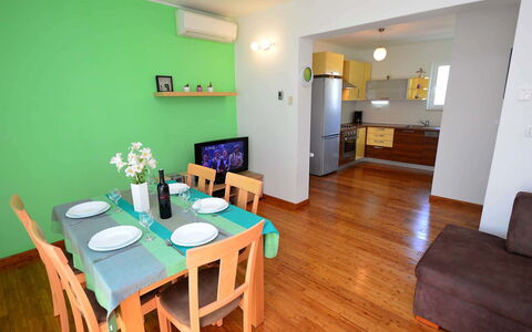 Vodice Tribunj 104: Room, Property, Furniture, Interior Design, Building, Floor, House, Table, Dining Room, Living Room