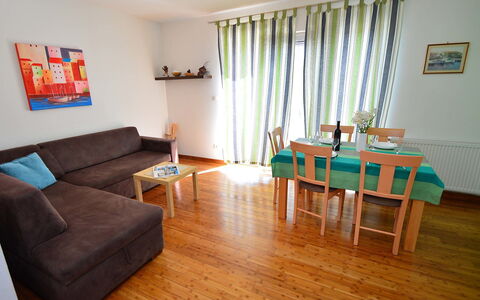 Vodice Tribunj 104: Room, Furniture, Property, Floor, Interior Design, Building, Hardwood, Wood Flooring, Living Room, Laminate Flooring