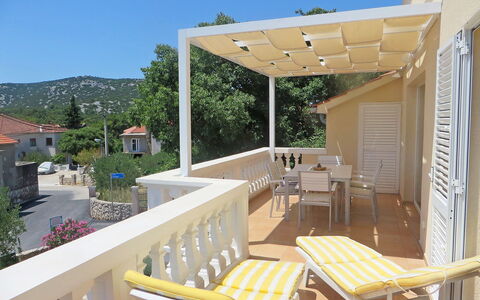Vodice Tribunj 104: Property, Real Estate, Building, House, Apartment, Residential Area, Patio, Shade, Balcony, Home