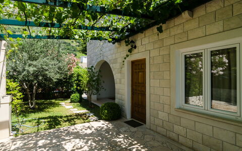 Trstenik Dingač 301: Plant, Building, Window, Shade, Vegetation, Land Lot, Road Surface, Grass, Wall, Cottage