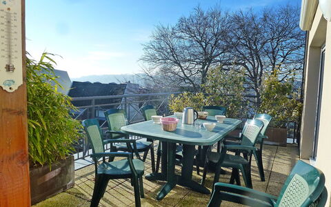 Elisa: Table, Sky, Furniture, Outdoor Table, Cloud, Azure, Chair, Plant, Wood, Tree