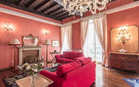 Spanish Steps: Room, Interior Design, Property, Furniture, Ceiling, Red, Building, Living Room, House, Home