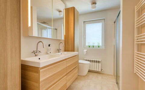 Petite Fleur: Mirror, Tap, Bathroom Cabinet, Sink, Plumbing Fixture, Property, Furniture, Bathroom Sink, Cabinetry, Bathroom