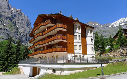 Leukerbad 450: Mountain, Sky, Building, Plant, Tree, Natural Landscape, Landscape, Urban Design, Real Estate, Facade