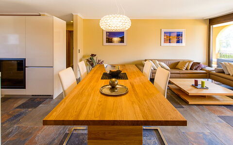 Giardino: Room, Furniture, Interior Design, Property, Dining Room, Table, Floor, Building, Ceiling, Yellow