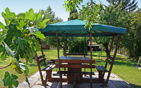 Grand Jardin: Shade, Table, Canopy, Tree, Plant, Pavilion, Leisure, Furniture
