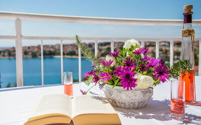 Trogir Okrug Gornji 412: Property, Room, Vacation, Furniture, Interior Design, Table, Flower, Real Estate, Resort, Restaurant