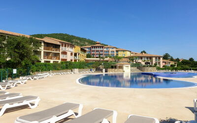 Les Issambres 310: Water, Building, Sky, Property, Swimming Pool, Azure, Sunlounger, Outdoor Furniture, Shade, Urban Design