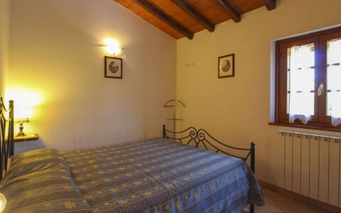 Il Viaggiolo: Furniture, Wood, Interior Design, Bed, Flooring, Bedroom, Ceiling, Floor, Room, Lighting