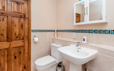 1 School Cottages: Mirror, Tap, Plumbing Fixture, Property, Sink, Bathroom Sink, White, Bathroom, Purple, Interior Design