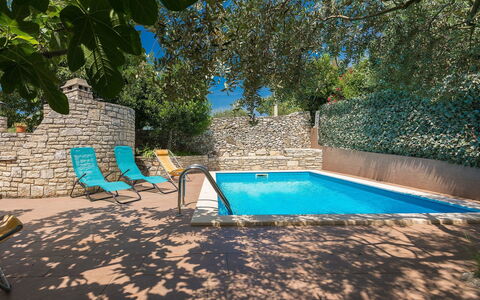 Pula Krnica 102: Water, Plant, Property, Swimming Pool, Azure, Shade, Tree, Outdoor Furniture, Rectangle, Grass