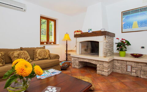Ana: Room, Living Room, Property, Hearth, Furniture, Interior Design, Fireplace, Building, Yellow, Floor