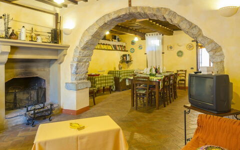 Casa la Primula: Furniture, Wall, Interior Design, Table, Ceiling, Kitchen & Dining Room Table, Chair, Flooring, Room, Dining Room