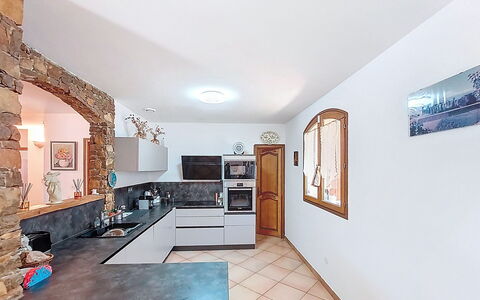 La Péguière: Kitchen, Interior Design, Countertop, Furniture, Flooring, Ceiling, Floor, Cabinetry, Room, Kitchen Appliance