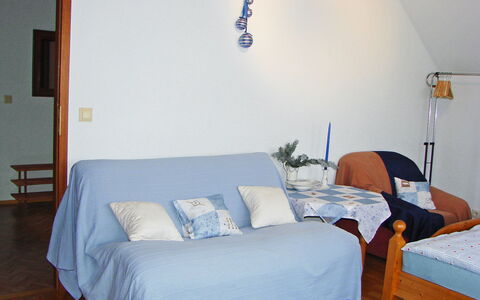 Allmendgasse: Furniture, Room, Bed, Bedroom, Property, Blue, Bed Sheet, Interior Design, Floor, Wall