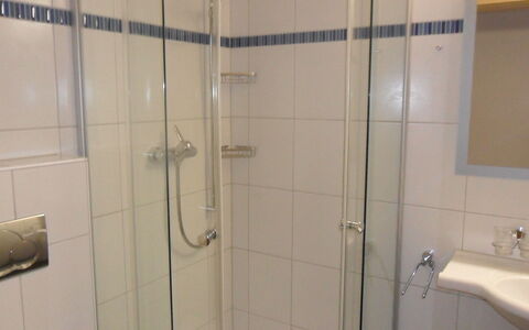 Ufem Stutz: Shower Door, Plumbing Fixture, Shower Head, Sink, Bathroom, Shower, Shower Bar, Floor, Wall